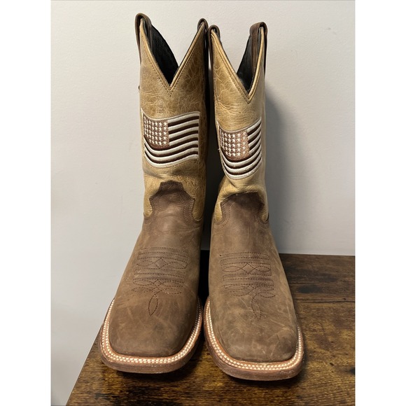 JB DILLON RESERVE Men's 7EE JBR1150EE Brown USA American Flag Cowboy Boots